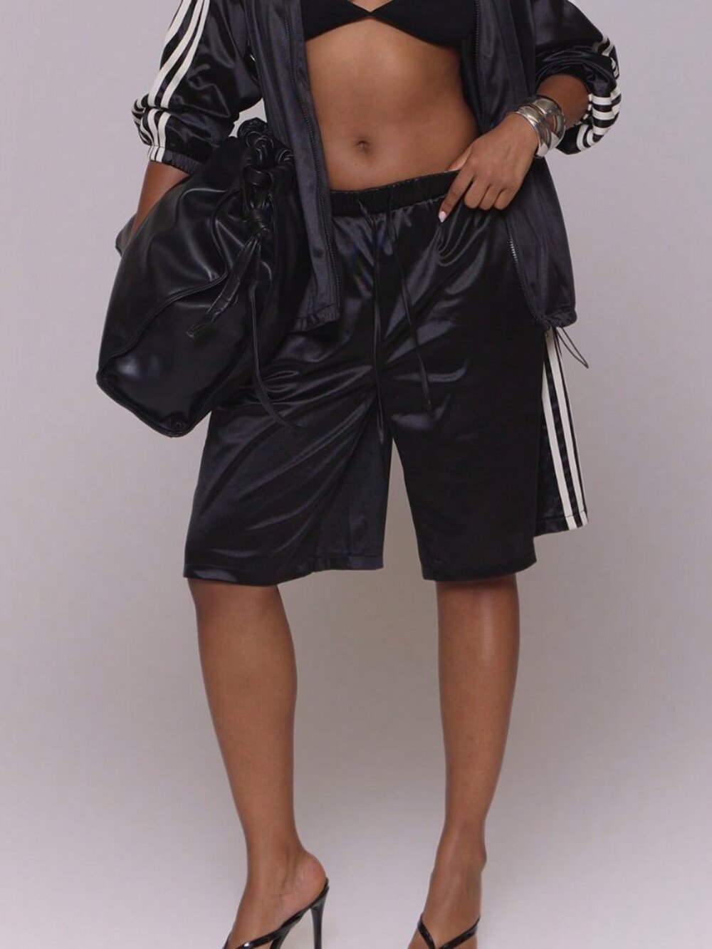 Multicolor Party Women's Loose Drawstring Wide Leg Bermuda Shorts